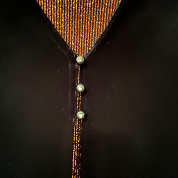 Impressions Womens Top Medium Black Velvet Twofer Long Sleeve Metallic Stretch - Picture 3 of 7